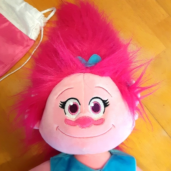 2019 BUILD A BEAR WORKSHOP 25" TROLLS, QUEEN POPPY With Pink B-A-B CINCH SACK. - Picture 10 of 13